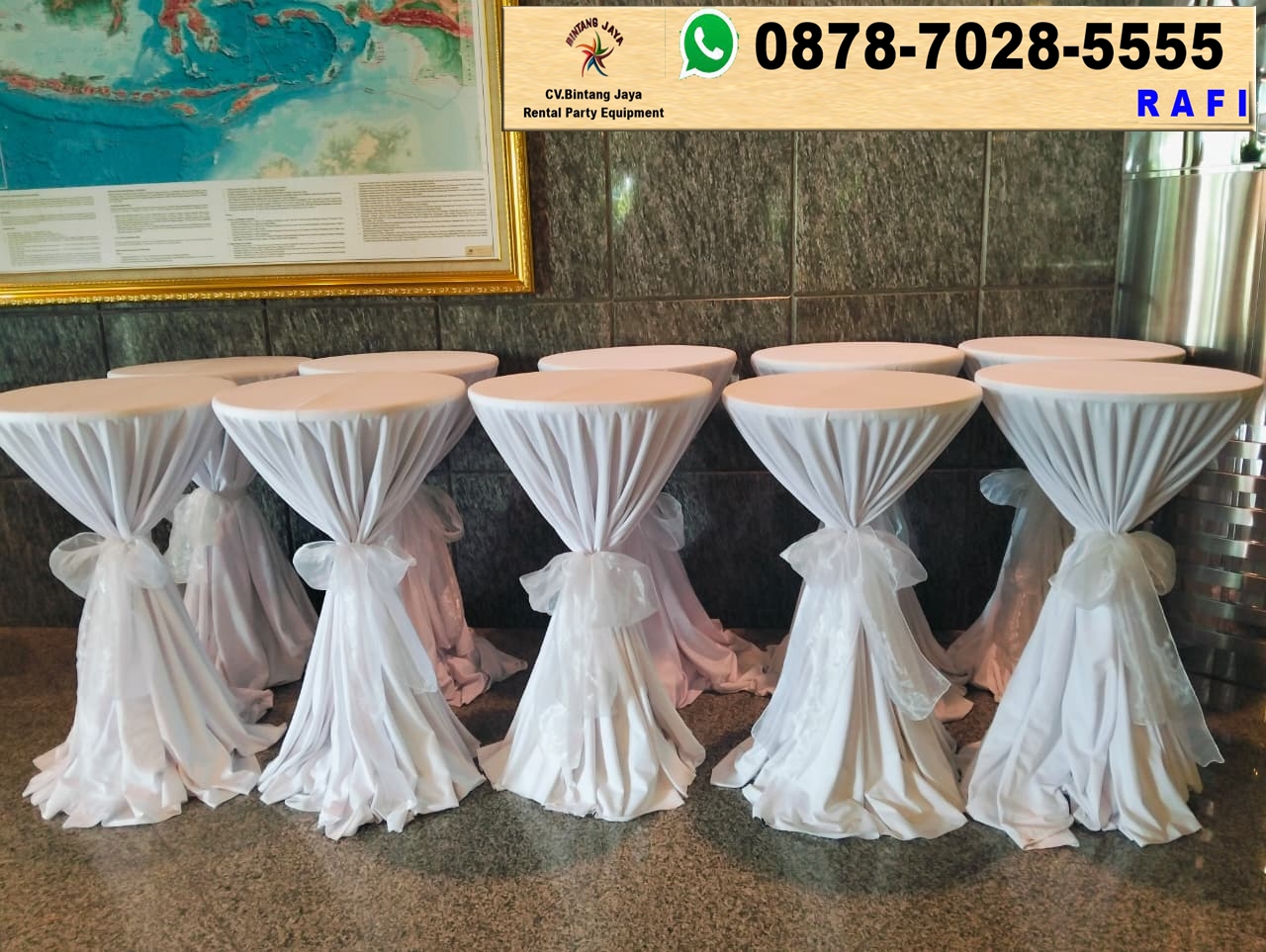 Rental Meja Bar Cover Tebar Tali Pita Jakarta