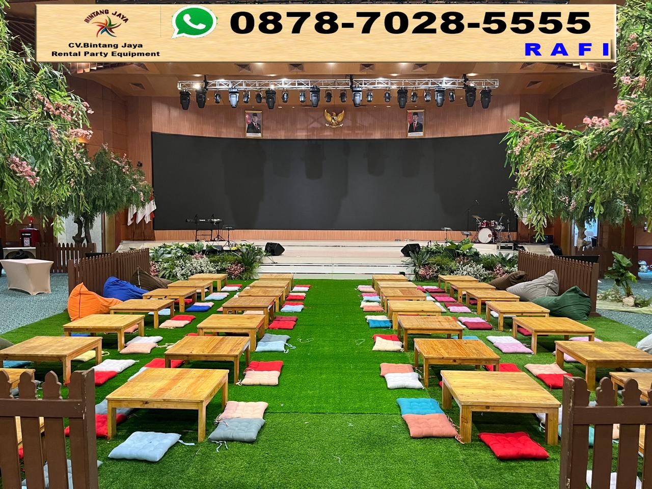 Sewa Meja Lesehan, Bantal Lesehan Dan Bean Bag Event PLN Jakarta