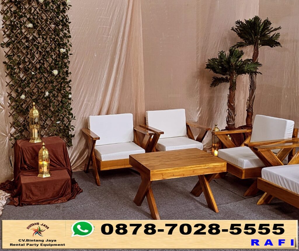 Sewa Sofa Out Door Dan Meja Kaki Silang Area Karawang