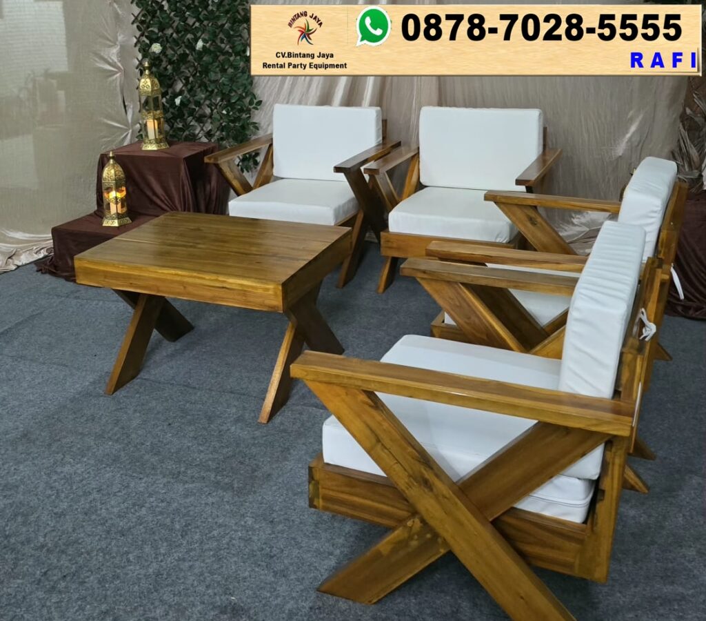 Sewa Sofa Out Door Dan Meja Kaki Silang Area Karawang