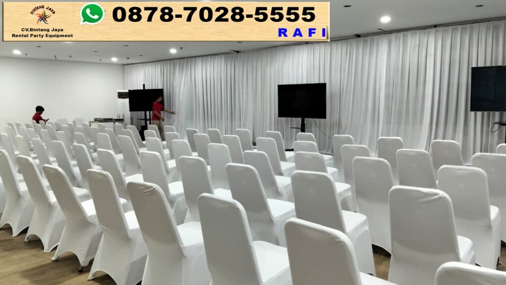 Sewa Tirai Putih, Karpet & Kursi Futura Event Telkom Jakarta