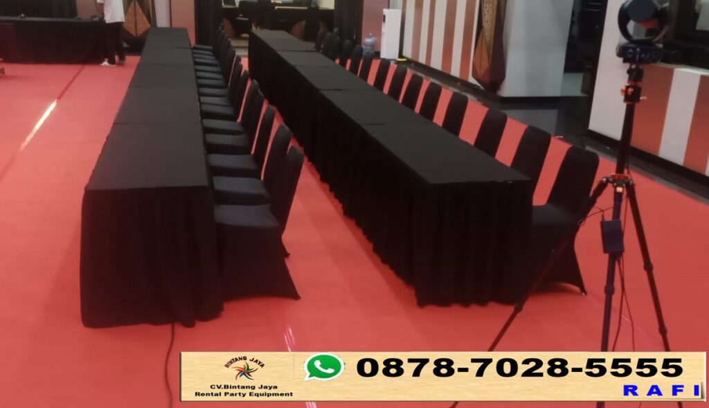 Rental Meja Dan Kursi Cover Hitam Bersih Wangi Jakarta