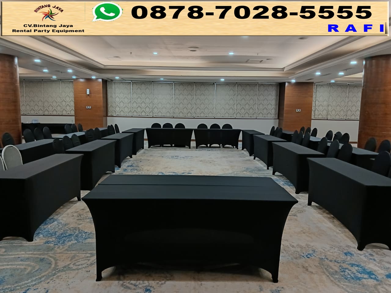Sewa Meja IBM Dan Sign Out Landscape Stainless Jakarta