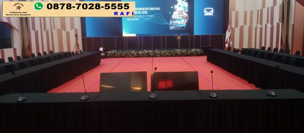 Sewa Meja Kotak Set Futura Hitam Event Rapat Danantara Indonesia