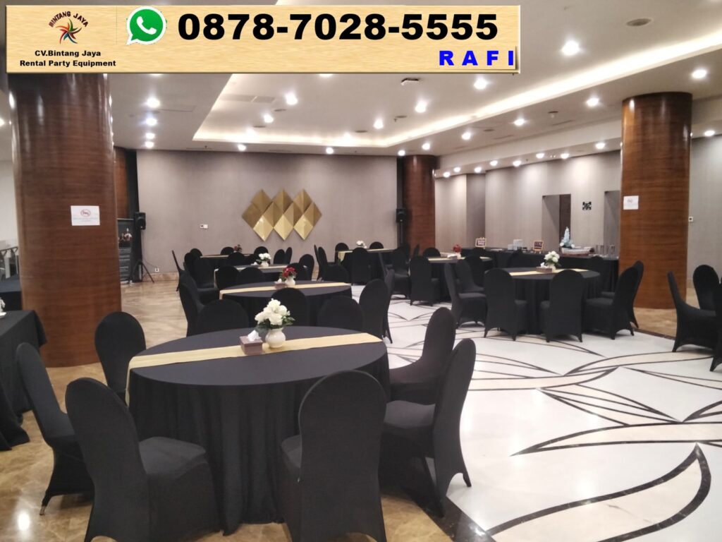 Sewa Round Table Dan Kursi Cover Hitam Event HK Tower