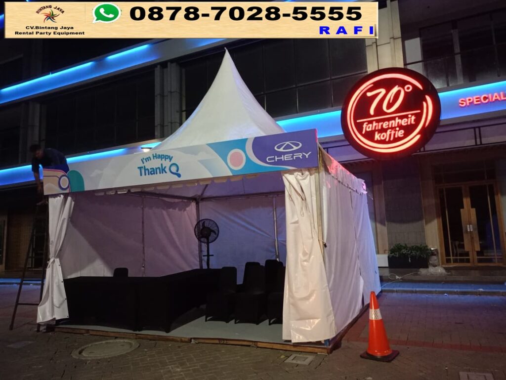 Sewa Tenda Sarnafil, Meja, Kursi Dan Misty Fan Area PIK