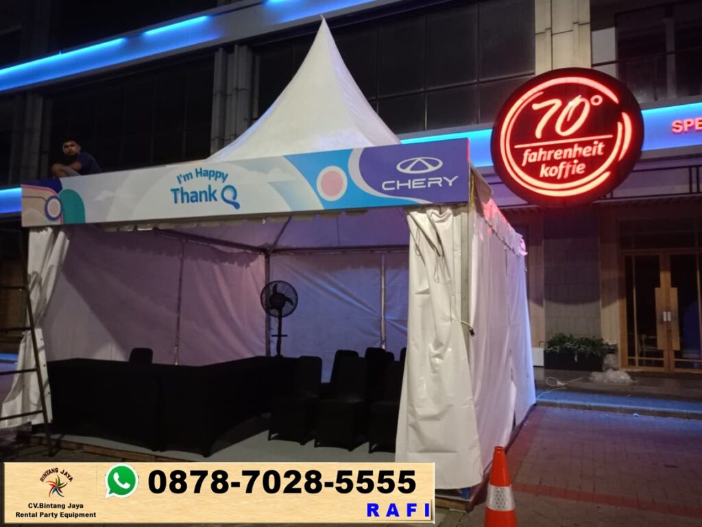 Sewa Tenda Sarnafil, Meja, Kursi Dan Misty Fan Area PIK
