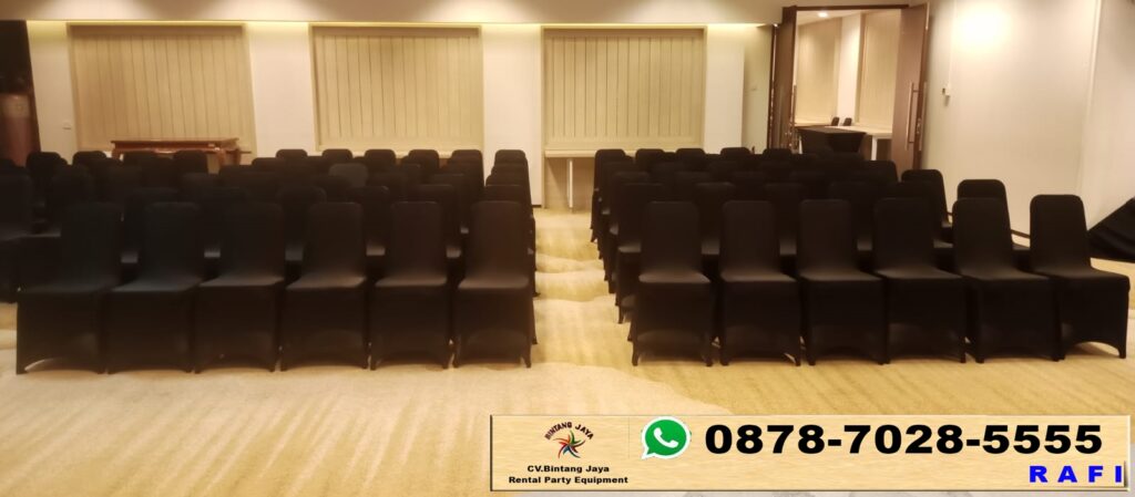 Rental Kursi Susun Stainless Sarung Kursi Hitam Jakarta