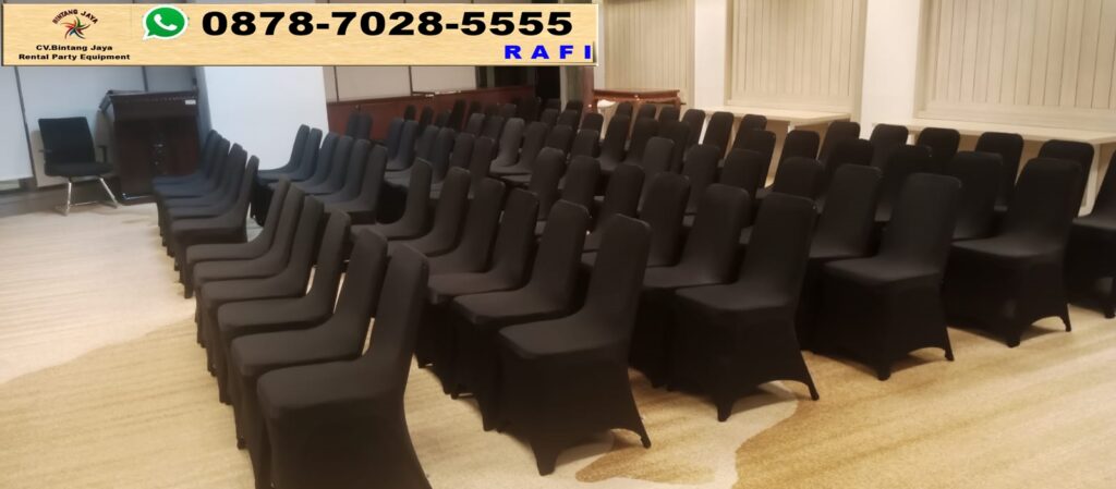 Rental Kursi Susun Stainless Sarung Kursi Hitam Jakarta