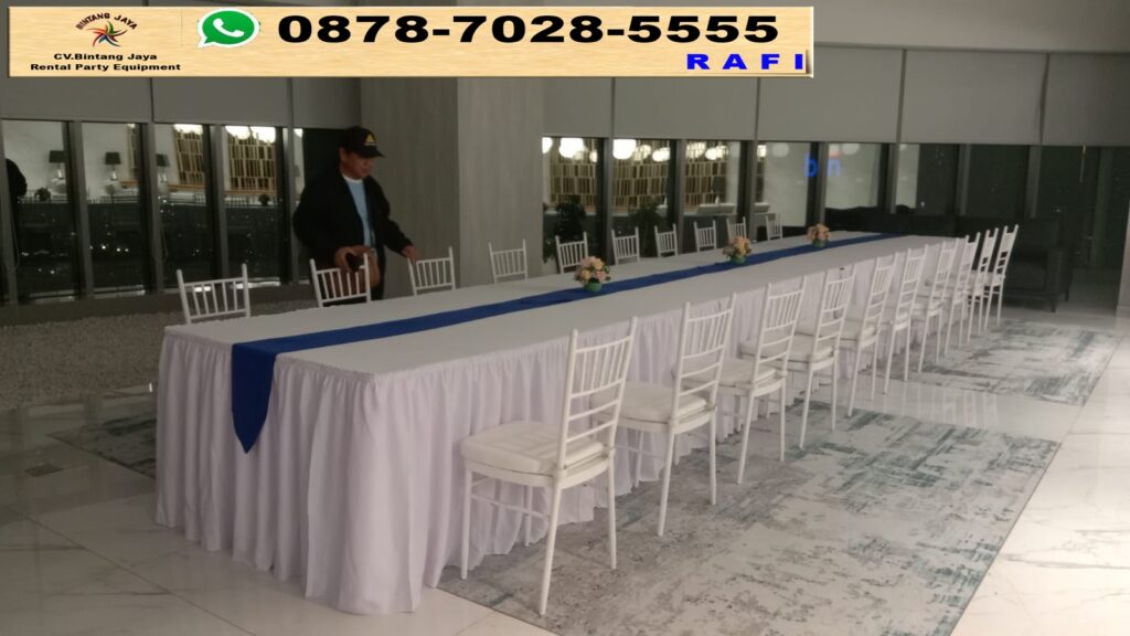 Sewa Meja Kotak Dan Kursi Tiffany Putih Event Plaza Jamsostek Jaksel