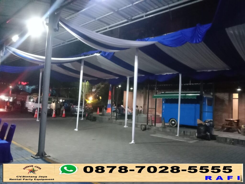 Rental Panggung, Backdrop Dan Tenda Serut Putih Biru Depok