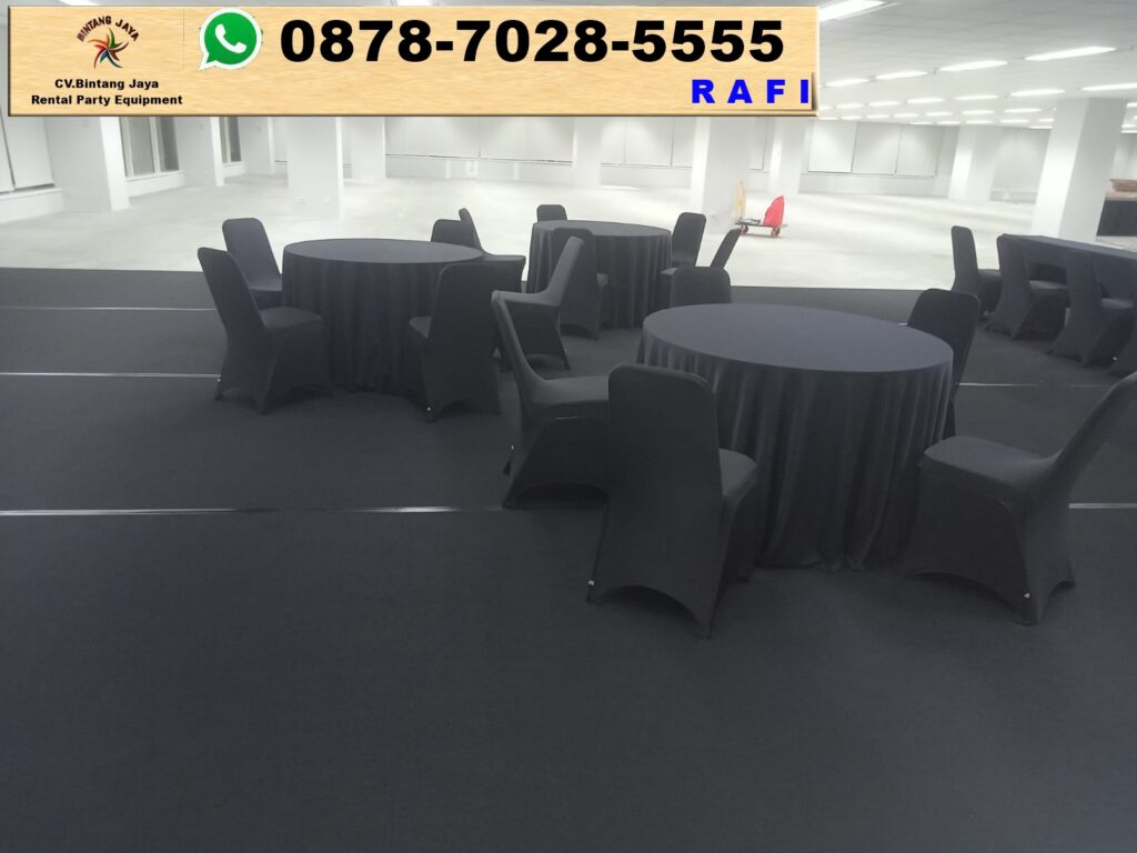 Sewa Karpet Hitam, Round Table, Kursi & Meja Cover Hitam Jakarta