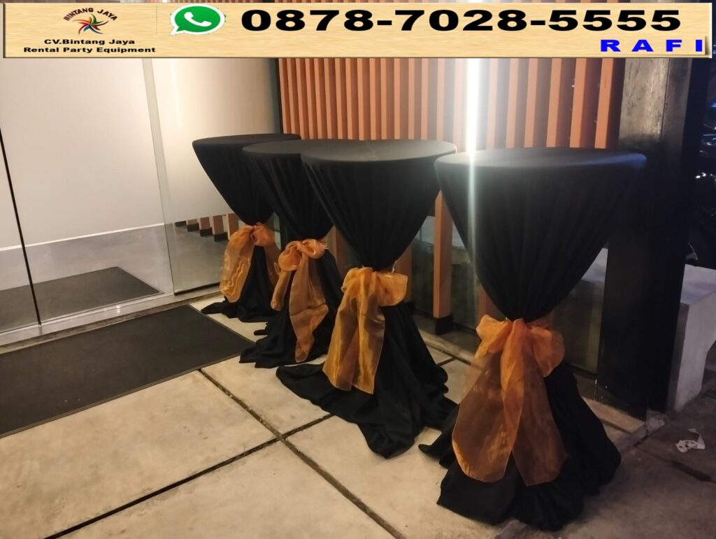 Sewa Meja Barstool Taplak Ketat Hitam SCBD Kuningan Jakarta