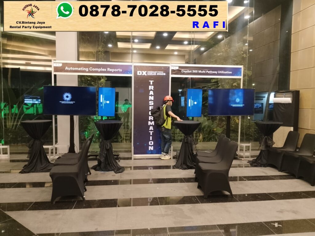 Sewa Meja Barstool Taplak Ketat Hitam SCBD Kuningan Jakarta