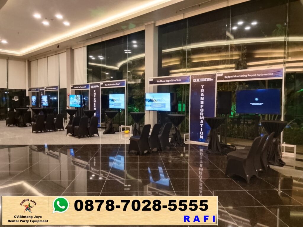 Sewa Meja Barstool Taplak Ketat Hitam SCBD Kuningan Jakarta