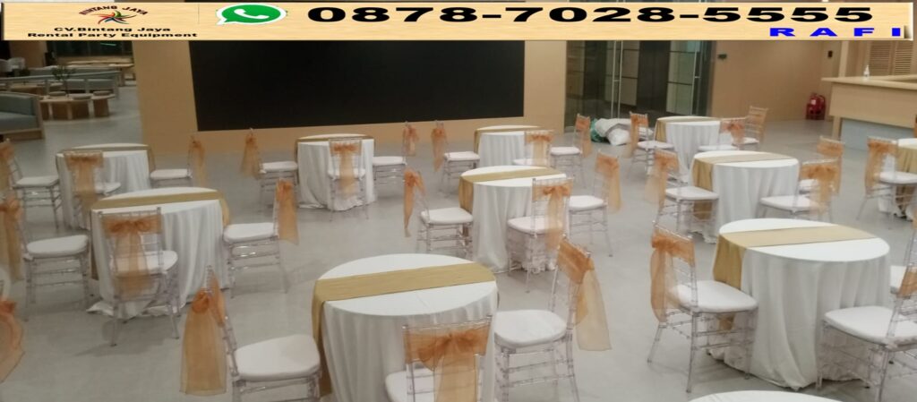 Sewa Meja Bundar D90cm Plus Kursi Acrylic Jakarta