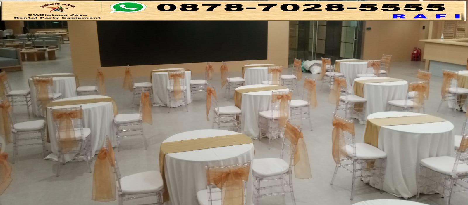 Sewa Meja Bundar D90cm Plus Kursi Acrylic Jakarta