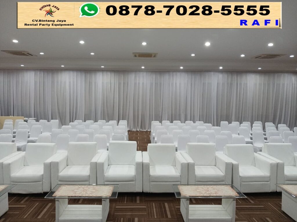 Sewa Sofa Kotak Putih Plus Meja Putih VIP Kaca Jakarta