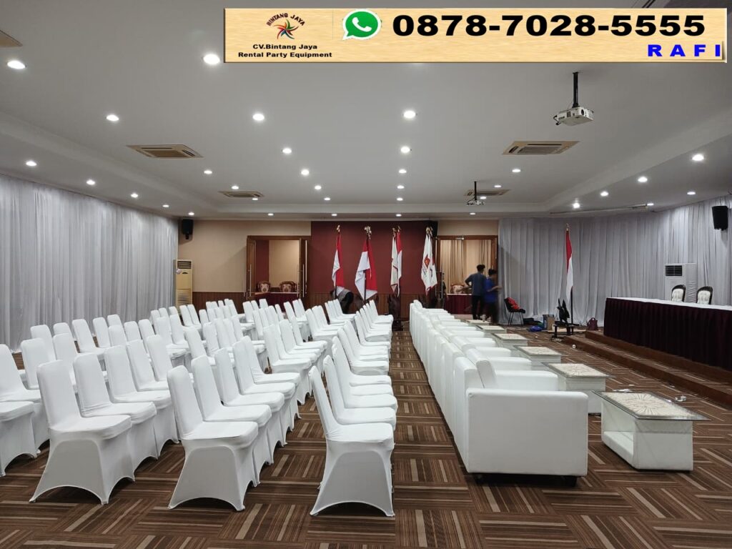 Sewa Sofa Kotak Putih Plus Meja Putih VIP Kaca Jakarta