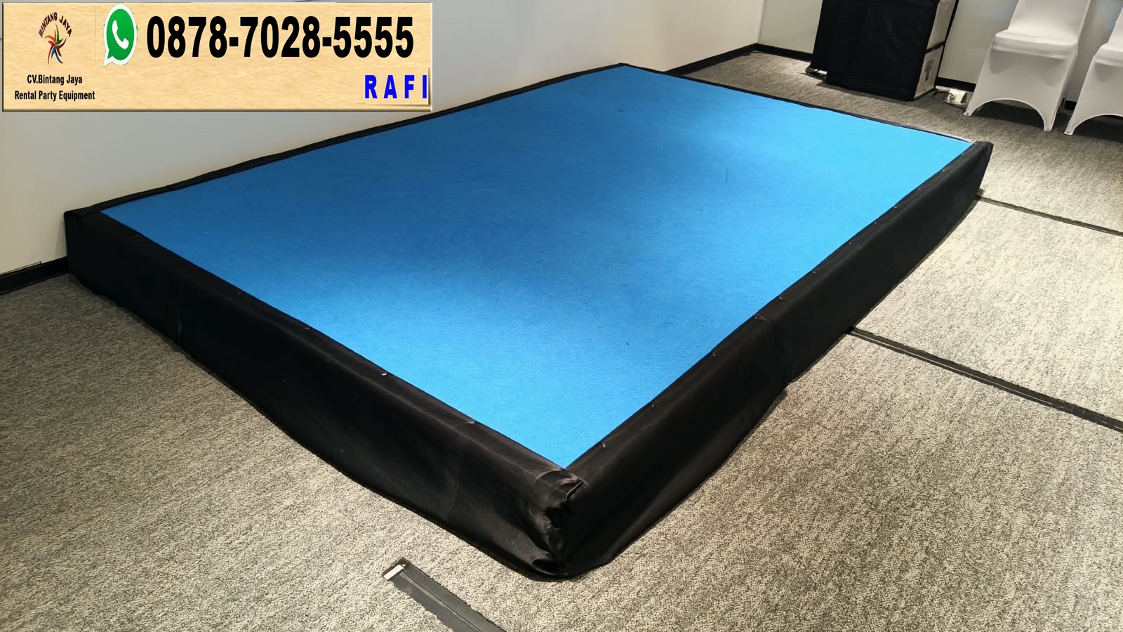 Sewa Panggung Indoor Poni Hitam Karpet Biru Jakarta 0878-7028-5555