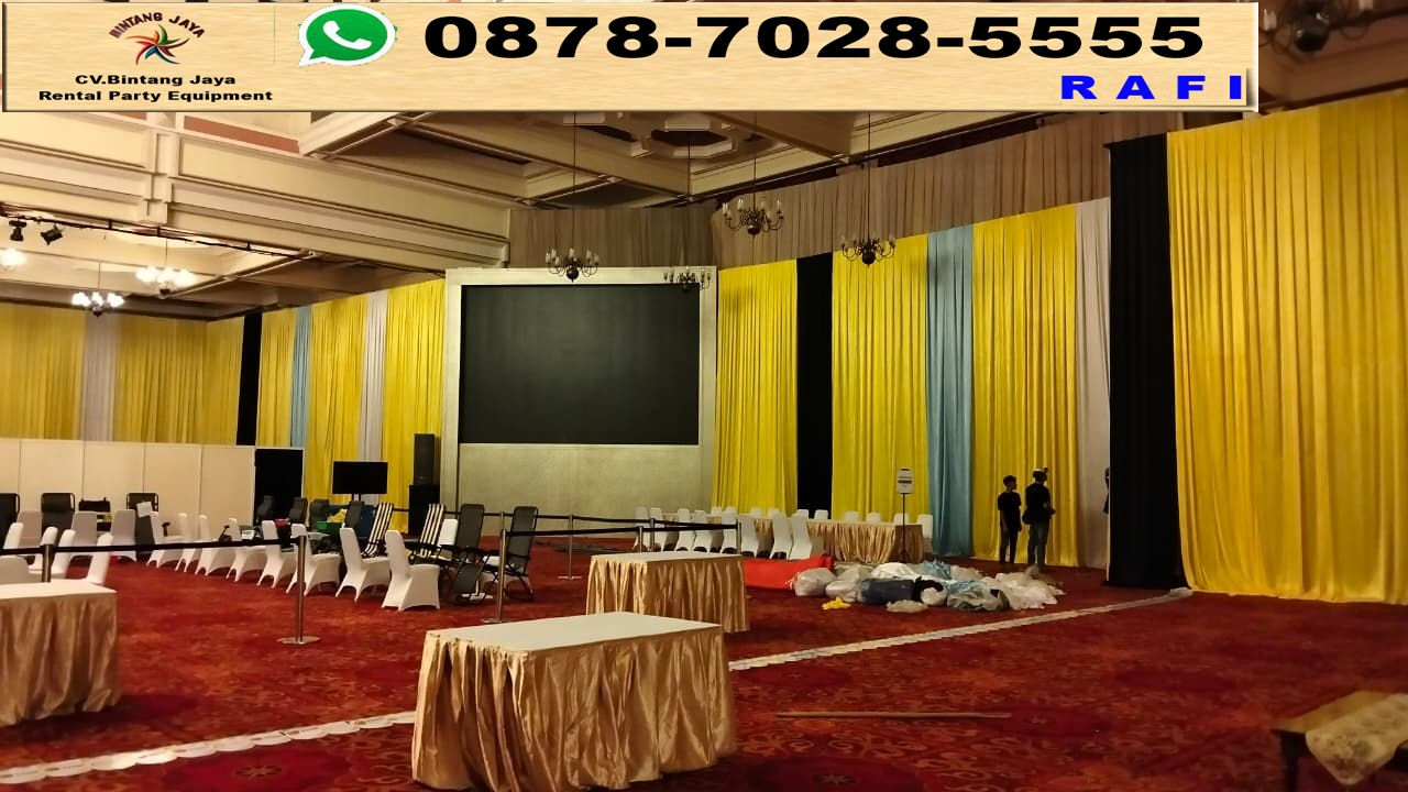 Sewa Tirai Gold Silver Putih Bahan Filamin Jakarta 0878-7028-5555