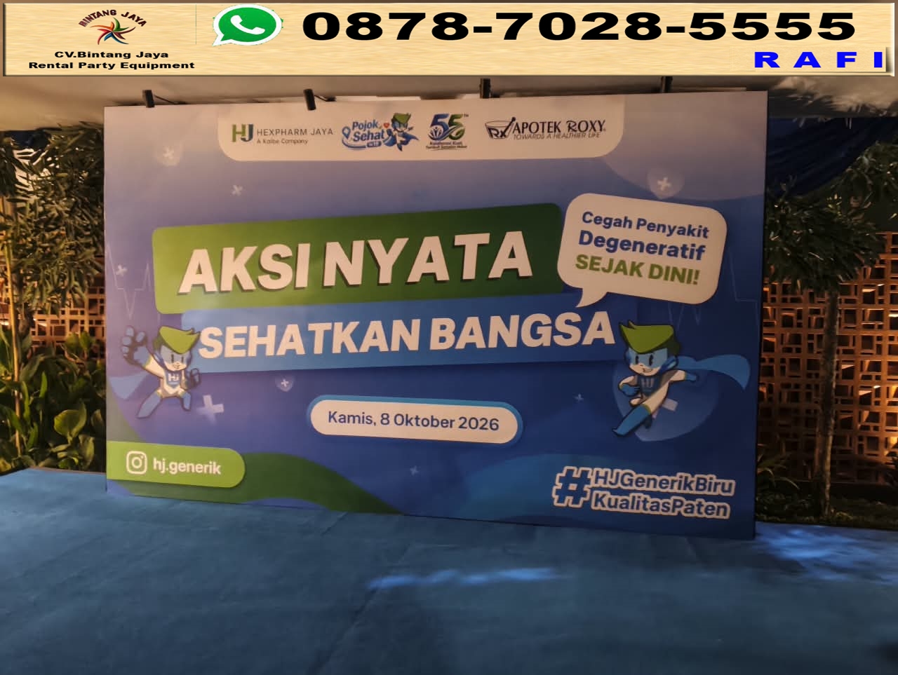 Sewa Backdrop flexy Event Di Apotek Roxy Jakarta Selatan
