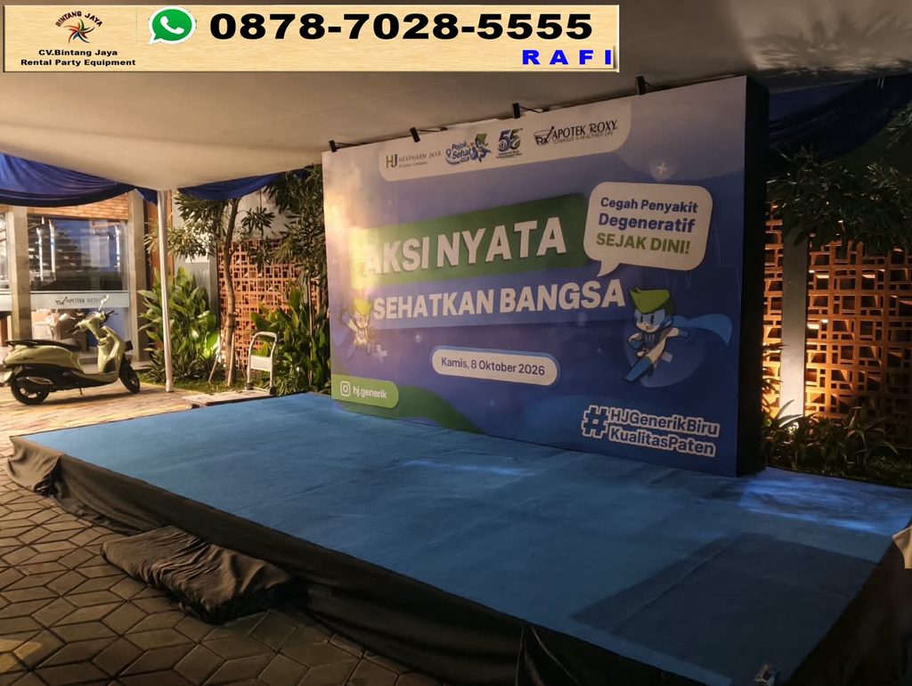 Sewa Backdrop flexy Event Di Apotek Roxy Jakarta Selatan