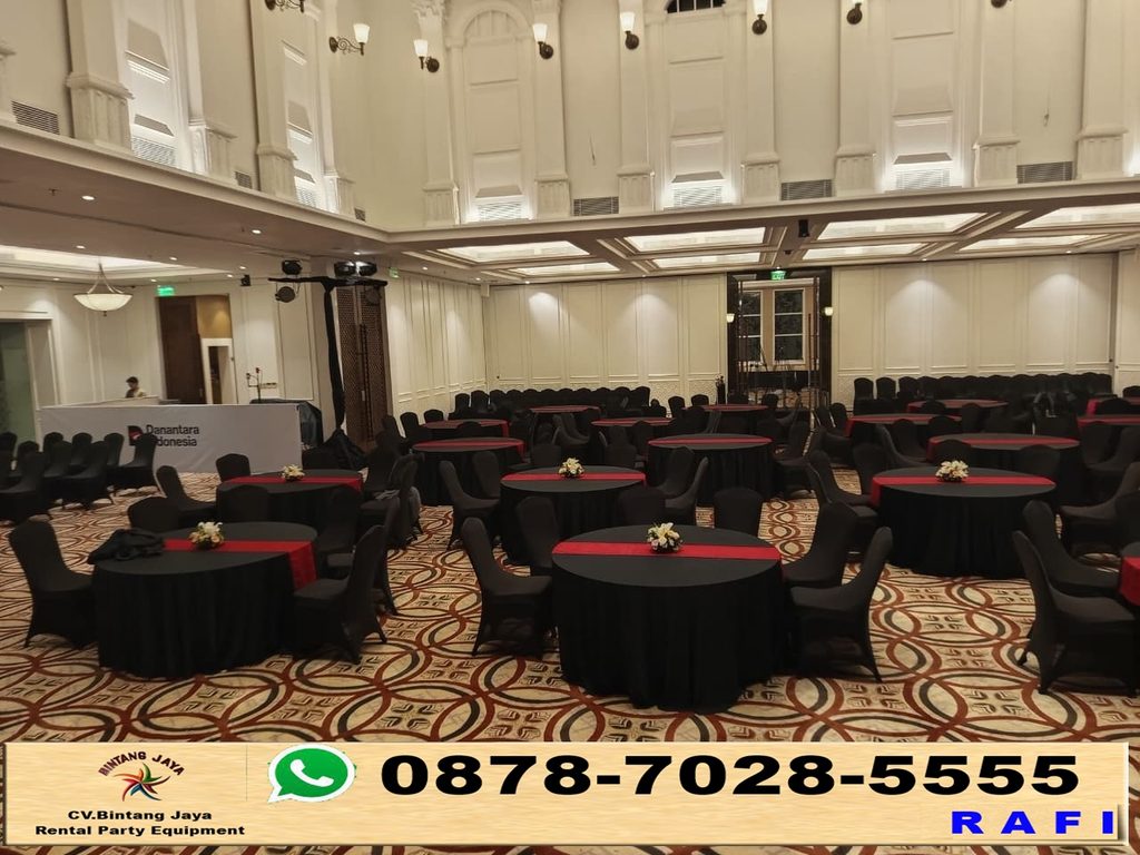 Sewa Meja, Cover Kursi Raja Dan Tiang Antrian Jaksel 0878-7028-5555